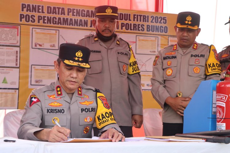 Kapolda Jambi Pantau Pospam Idul Fitri Bungo dan Kondisi Jembatan Balley