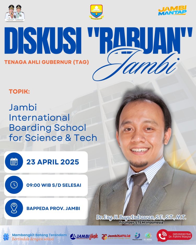 Diskusi "Rabuan" Tenaga Ahli Gubernur (TAG) Jambi Bahas Gagasan Sekolah Internasional Berbasis Sains dan Teknologi