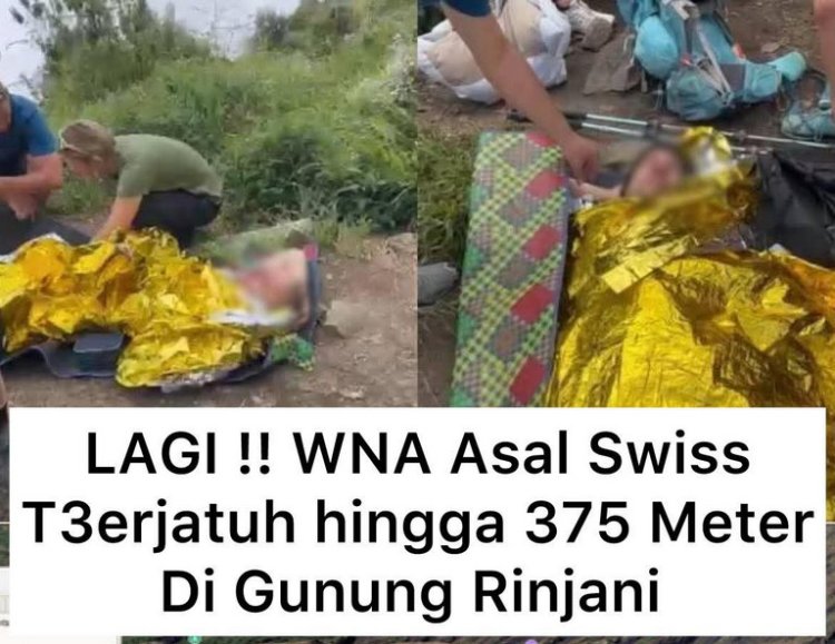 Pendaki Asal Swiss Terjatuh di Gunung Rinjani, Dievakuasi dalam Kondisi Kaki Patah