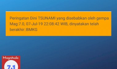 BMKG, Peringatan Tsunami Gempa M 7,0 Berakhir