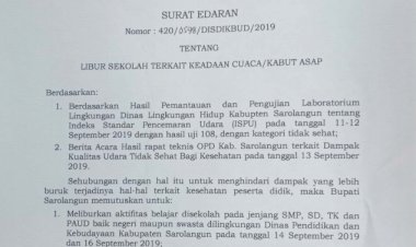 BREAKING NEWS!! Pemkab Sarolangun Liburkan Siswa Dua Hari