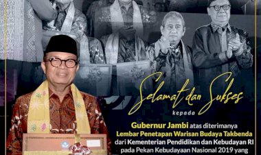 Fachrori Terima Lembar Penetapan 10 Warisan Budaya Tak Benda Jambi