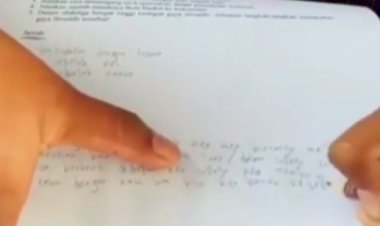 Viral Video Pelajar Menulis Terbalik dan Kertasnya Pun Terbalik