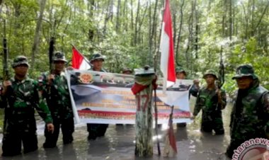 Begini Suasana Upacara Sumpah Pemuda di Patok 7 Perbatasan RI-Malaysia