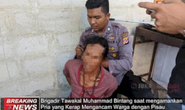 Begini Aksi Heroik Brigadir Tawakal Saat Tangkap Pria Acungkan Pisau ke Warga