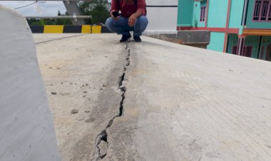 Duhh!!! Belum Beroperasi, Jembatan Provinsi Senilai Rp 16 Miliar di Tanjab Barat Sudah Rusak