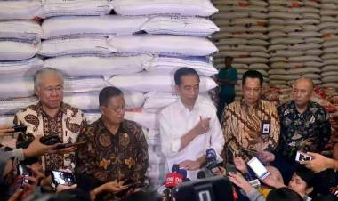 Tinjau Stok Beras Bulog, Jokowi: Kemarin Saya Cek Turun Rp50 Perkilo