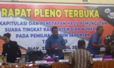 KPU Biak Tetapkan Jokowi-Ma'ruf Amin Raih 65.663 Suara, Prabowo-Sandi Hanya Segini