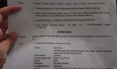 Mustofa Nahra Diciduk Polisi Terkait Hoax 22 Mei