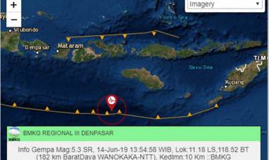 Gempa 5.3 SR Guncang Sumba Barat