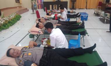 HUT Bhayangkara Ke-73 Polres Gelar Donor Darah, Mardiono: Agar Polri Semakin Dicintai