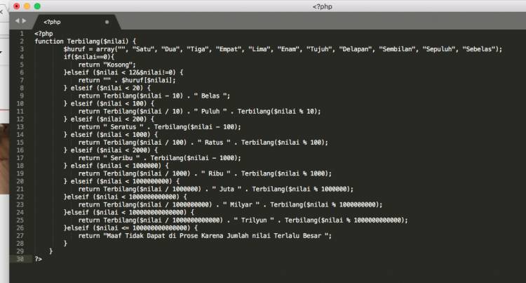 Membuat Fungsi Terbilang Angka dengan PHP