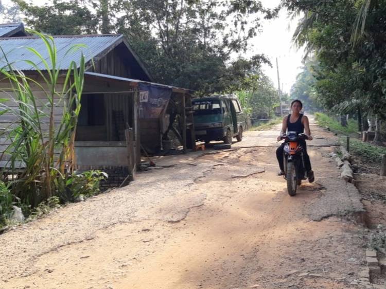 Lapor Pak Bupati Syahirsah! Warga Keluhkan Jalan Desa Rambutan Masam Hancur