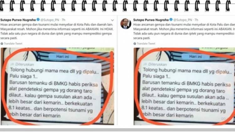 Bukan Berita Gerak Cepat FPI, Polisi Kantongi 4 Nama Penyebar Hoax Gempa & Tsunami Palu  