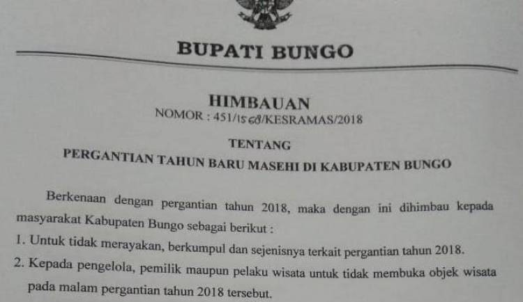 Mashuri Keluarkan 6 Himbauan Soal Perayaan Pergantian Tahun Baru, Ini Isinya
