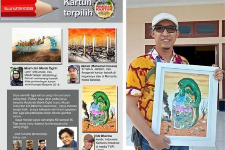 Edi Dharma Kartunis Jambi Juara III Kompetisi Internasional "National Travel Cartoon 2019" 