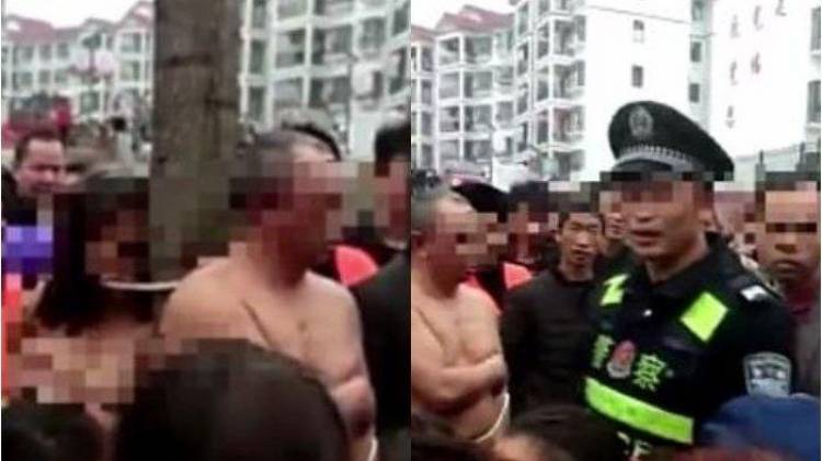 Murkanya Sang Istri Ikat Suami dan Selingkuhannya di Batang Pohon dalam Keadaan Telanjang