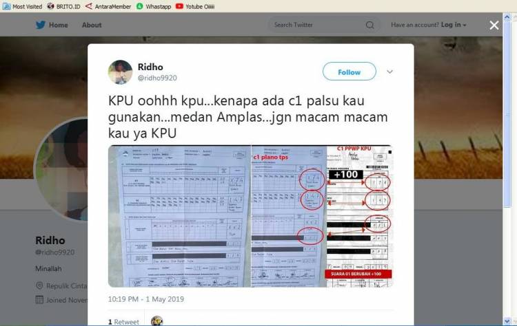 Duh!! Situng KPU Disusupi C1 Palsu Kok Bisa Ya, Suara Jokowi Naik di Medan