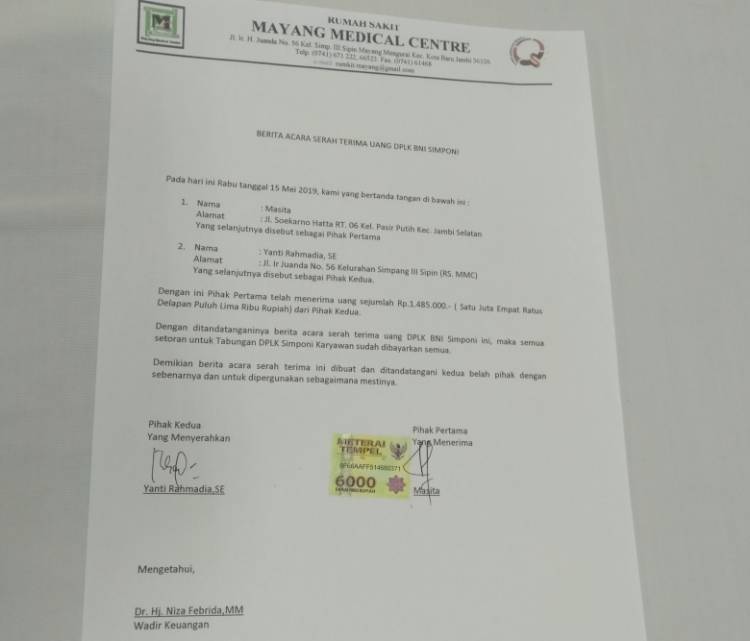 Penuhi Janji, MMC Berikan Uang Symponi Kepada 6 Karyawan