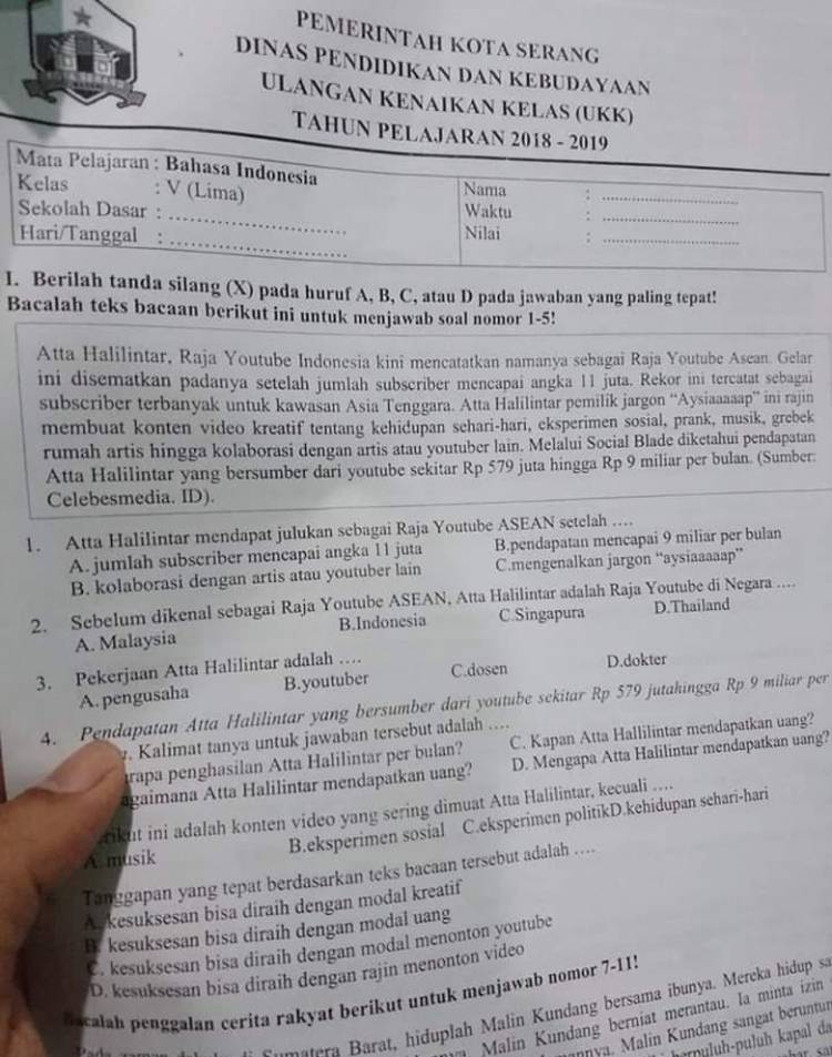 Atta Halilintar Jadi Bahasan Ujian SD di Serang, Begini Kata Disdik