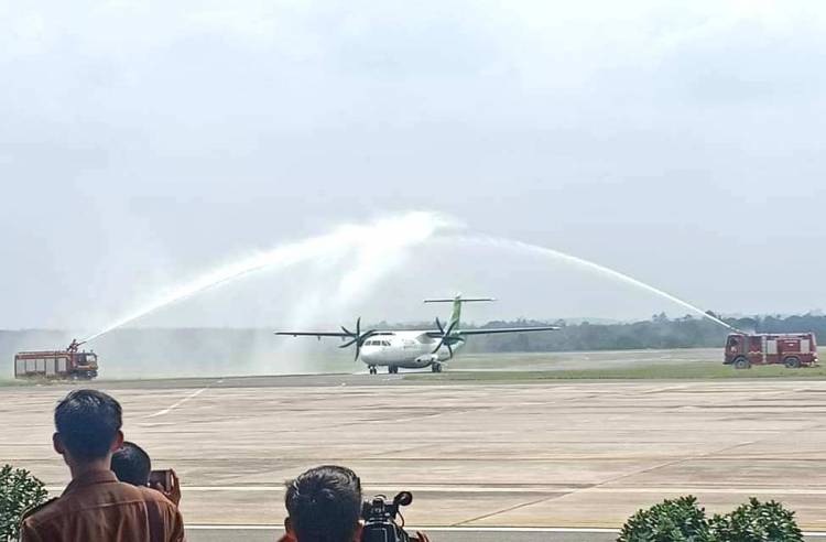 Maskapai Citilink Perdana Landing di Bandara Muara Bungo