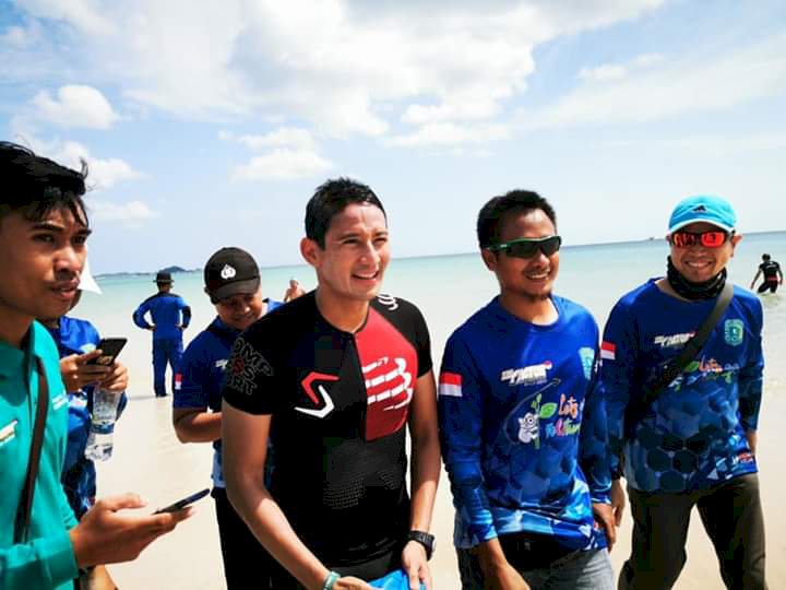 Jadi Peserta Belitung Triathlon 2019, Sandiaga Uno Tetap Menarik Perhatian