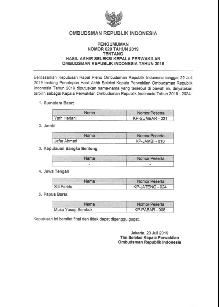 Jafar Ahmad Terpilih Jadi Kepala Perwakilan Ombudsman Republik Indonesia Jambi