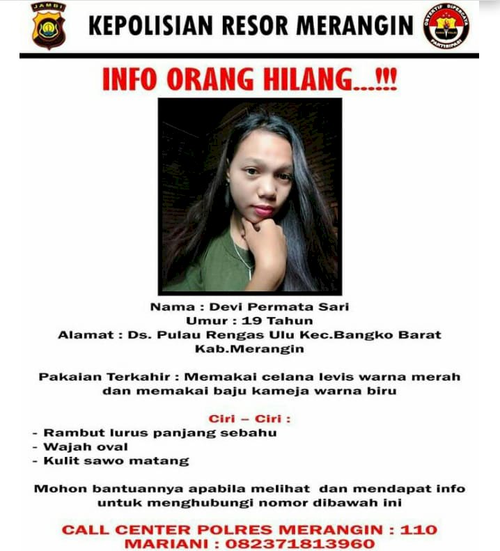 Pamit ke Orang Tua Tidur Rumah Teman, Devi Raib Sejak Sabtu