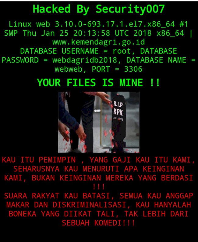 Situs Kemendagri Dihack, Aspirasi Soal KPK Sempat Muncul