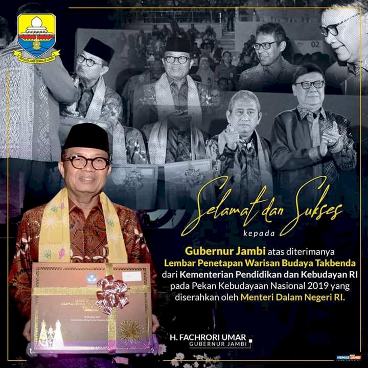 Fachrori Terima Lembar Penetapan 10 Warisan Budaya Tak Benda Jambi