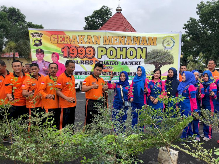 Polres Muarojambi Tanam 1.999 Pohon, Cegah Pemanasan Global
