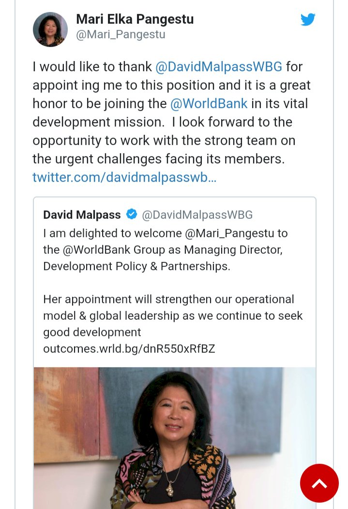 Mantan Menteri era SBY Mari Elka Resmi Jadi Direktur Bank Dunia