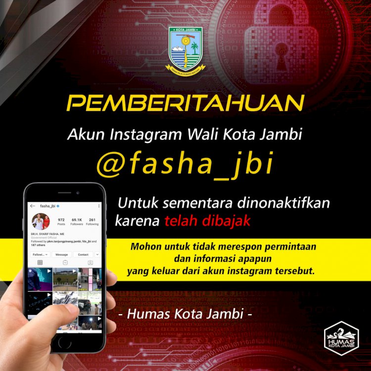 Kena Hacker, Akun Instagram Walikota Jambi Dinonaktifkan