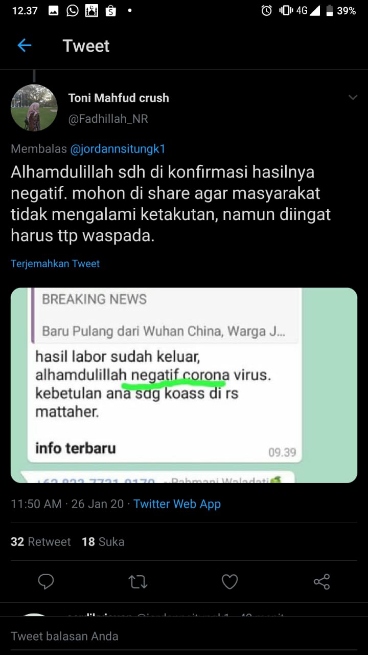 Beredar Isu Pasien Suspect Corona Negatif, Dirut RSUD RM Jambi: Tidak Ada Statemen itu, Hasilnya Besok!