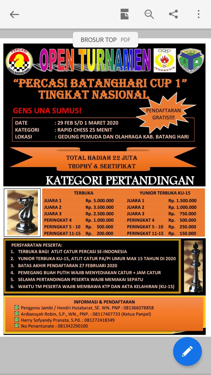 Bakal Diikuti Pecatur Tingkat Master, Batanghari Gelar Open Turnamen Catur Cepat 25 Menit Tingkat Nasional