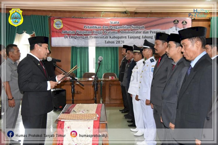 Sekda Tanjab Timur Lantik Dan Kukuhkan Pejabat Eselon II, III, IV