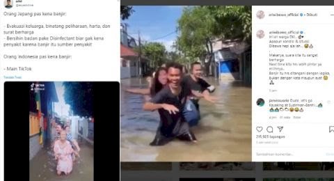 Viral Sekelompok ABG Joget TikTok di Tengah Banjir, Yang Penting Hepi!