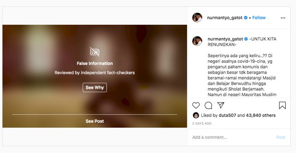 Dianggap Hoax! Postingan Mantan Panglima TNI Gatot Disensor Instagram